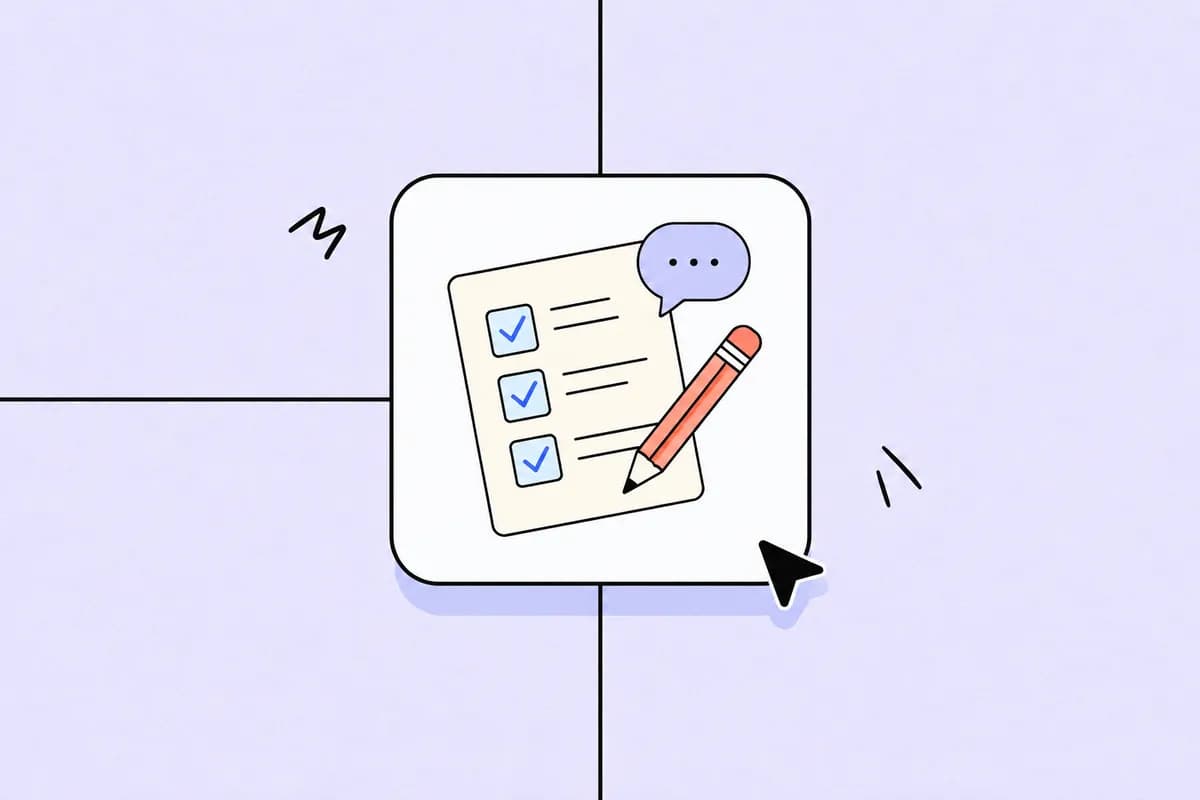 Une liste cochée, un crayon et une bulle : transformer les conseils en prochaines actions.
