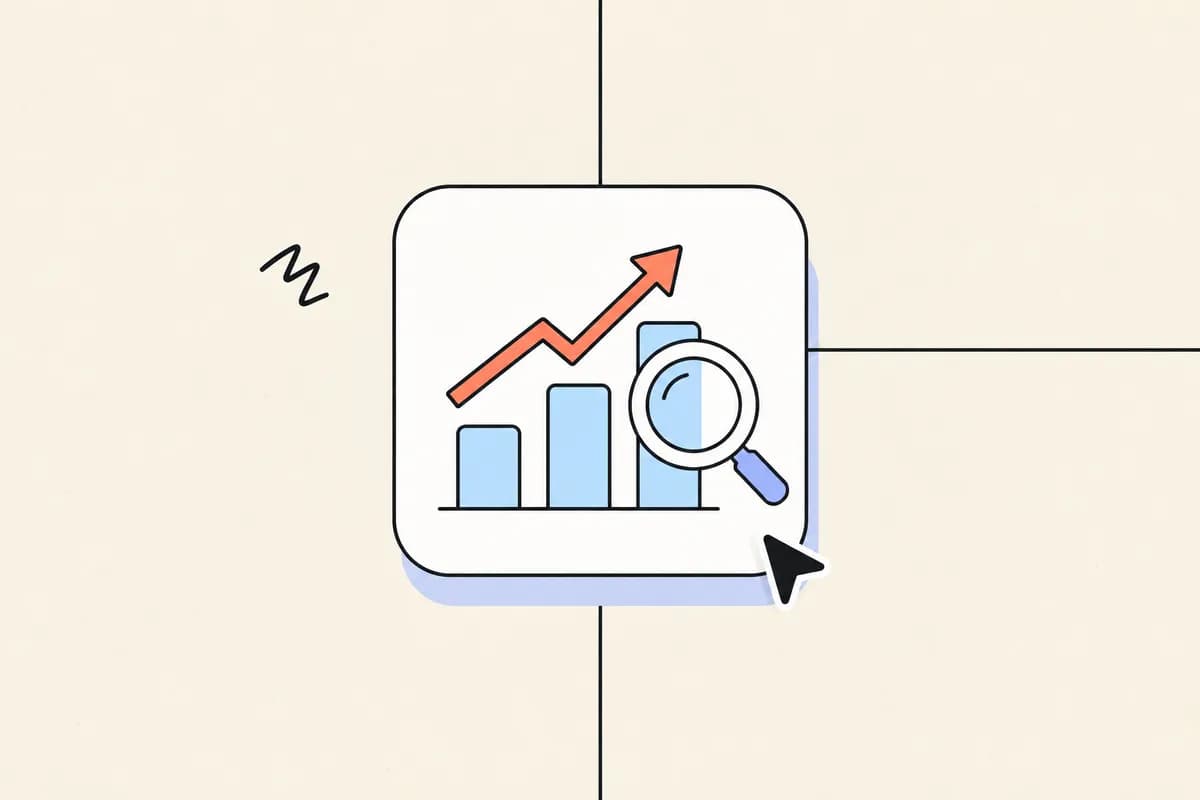 Un graphique et une loupe : observer les usages pour améliorer les parcours. Illustration conceptuelle.
